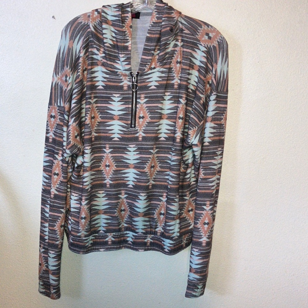 Rock & Roll Knit‎ Geometric Hooded Pullover